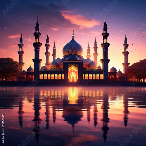 Lantern Muslim mosque Ramadan concept, Ramadan Kareem background banner