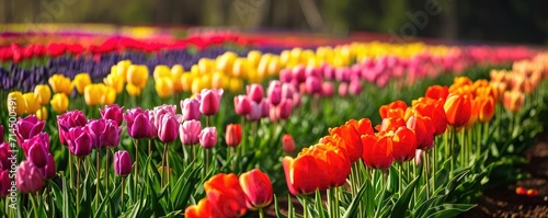 Vibrant tulip garden in ful...