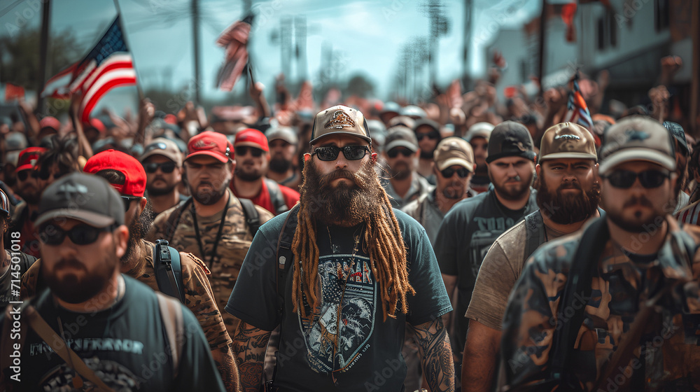 Protest - rally - militia - March - political polarization - civil war - strife and division 