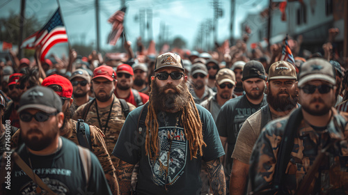 Protest - rally - militia - March - political polarization - civil war - strife and division  photo