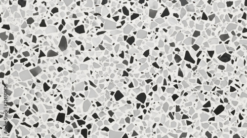 Black and white terrazzo floor pattern offering a versatile and classic background texture.