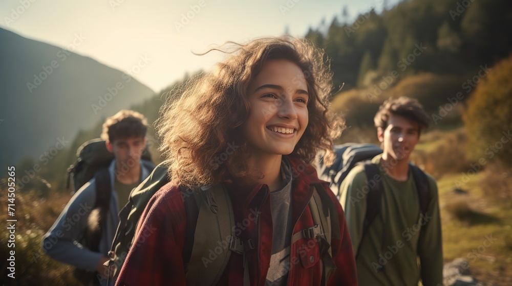 _A_group_of_teenagers_hiking_and_enjoying_nature_a_group photo ai generate 4k image