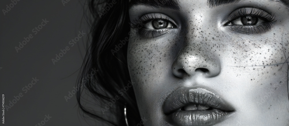 Monochromatic Portrait of a Freckled Beauty