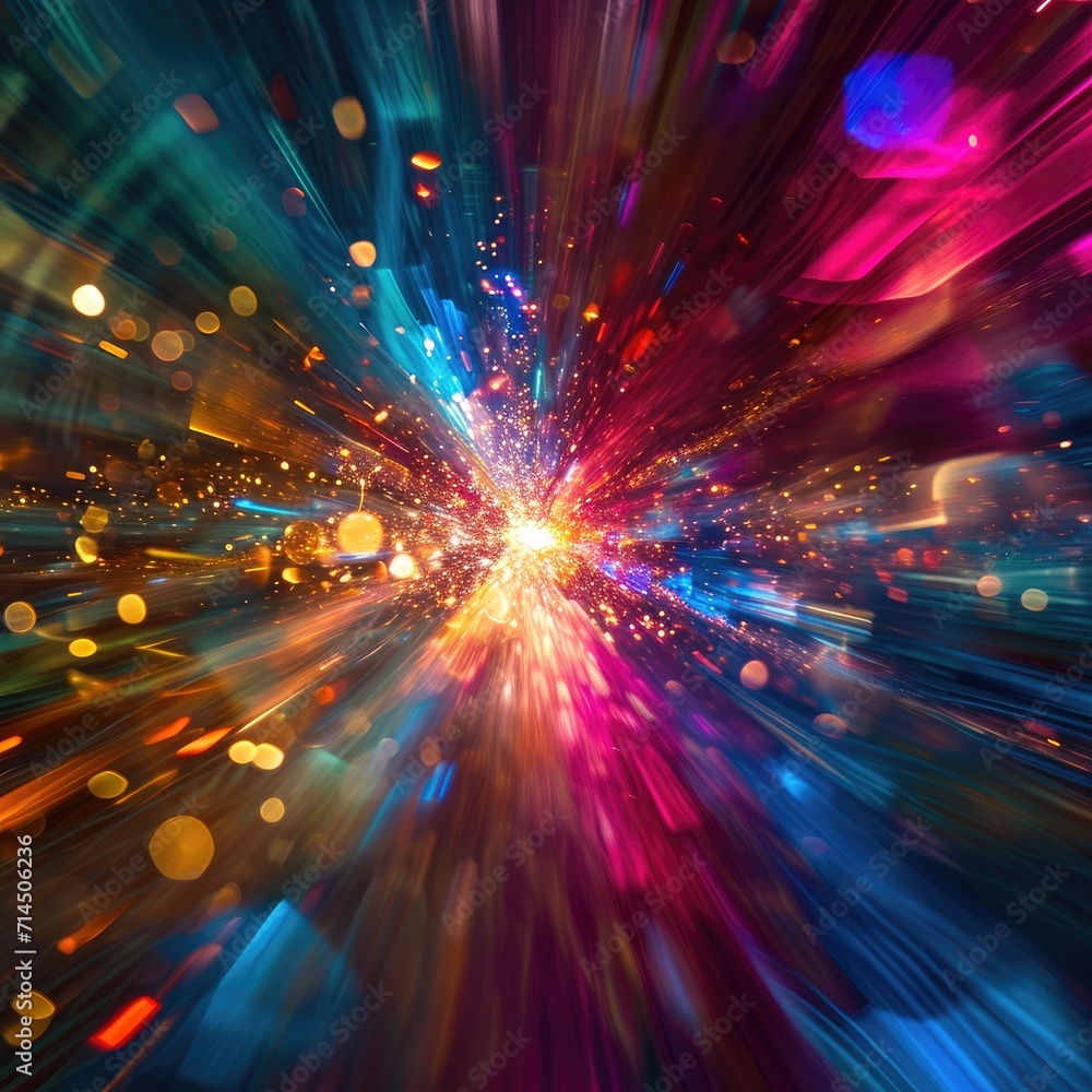 Colorful rays with light explosion in motion Colorful rays with light explosion in motion