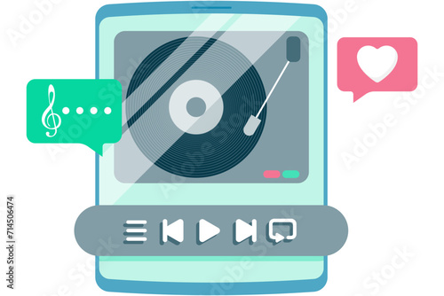 Wallpaper Mural illustration of a vinyl record player Torontodigital.ca