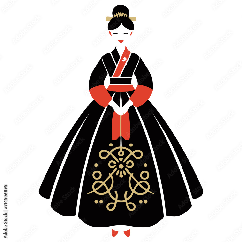 Korean Women S Hanbok Traditional dress illustration