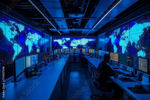 Global cybersecurity operations center photo