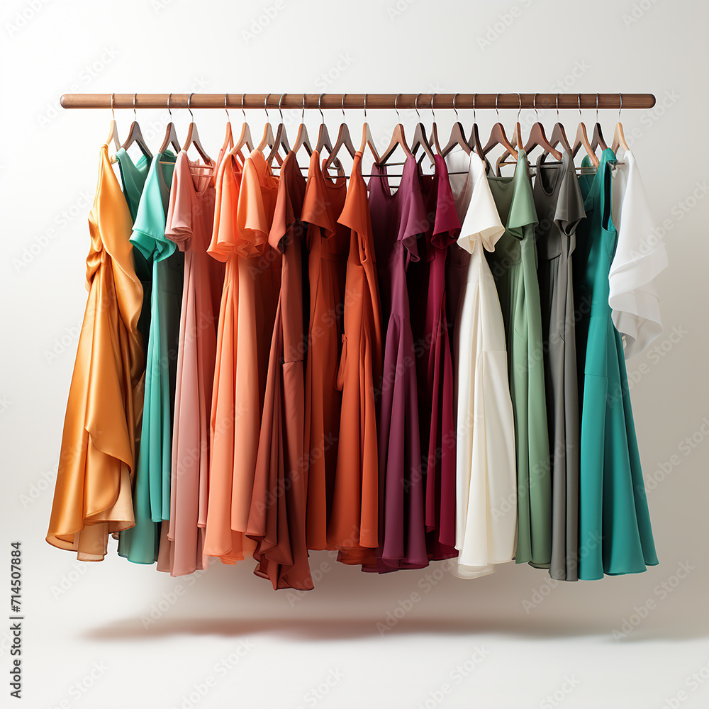 a_lot_of_different_color_clothes_hang_on_a_hanger_white_