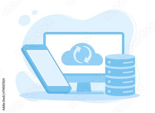 The concept is backing up the data concept flat illustration