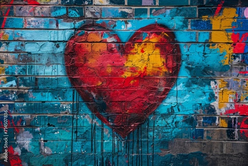 Vibrant street art graffiti of a heart