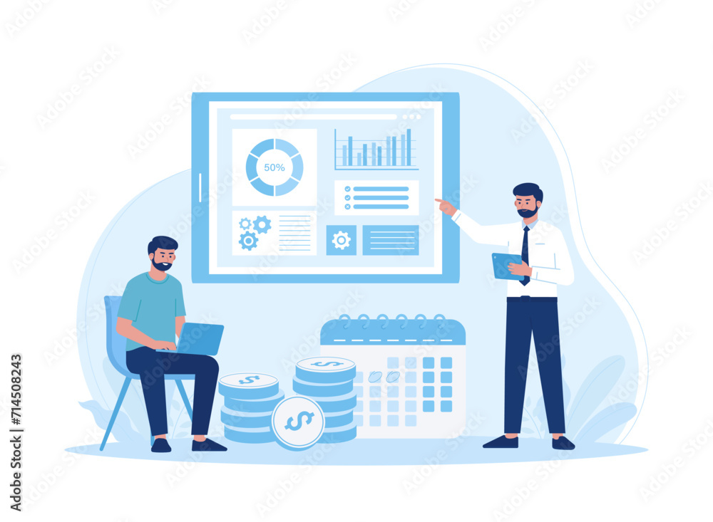 people strategize in business concept flat illustration people strategize in business concept flat illustration
