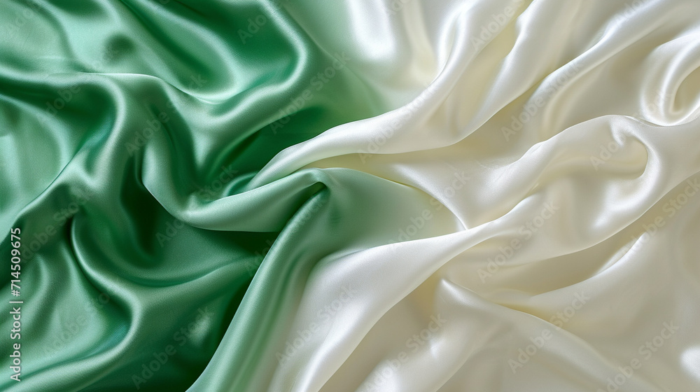 Obraz premium Medium Green and White silk background