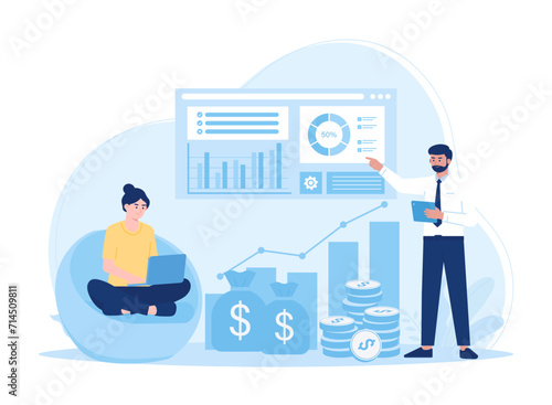 two analysis  analyzing growth data concept flat illustration