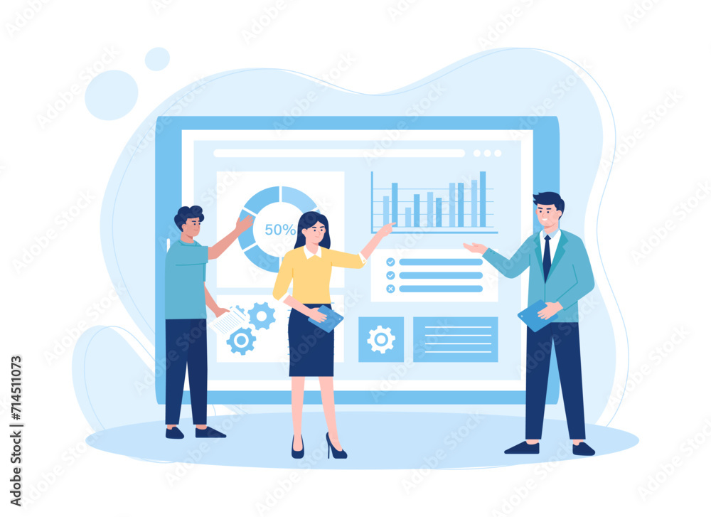 Fototapeta premium people analyze growth data concept flat illustration