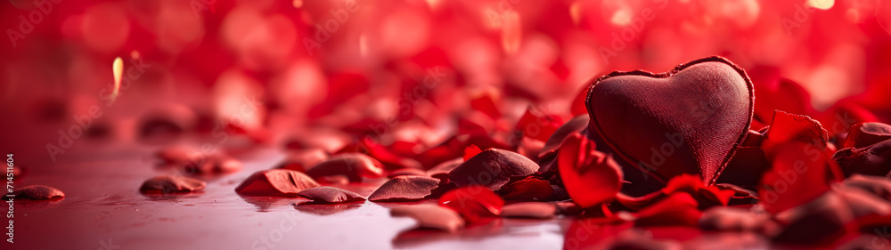 Heart-shaped Fabric Surrounded by Petals - Love Symbol in Nature Heart-shaped Fabric Surrounded by Petals - Love Symbol in Nature