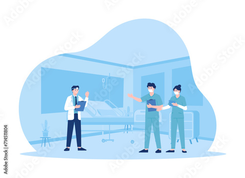 doctor and nursing team concept flat illustration