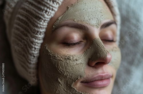 woman putting natural clay mask on