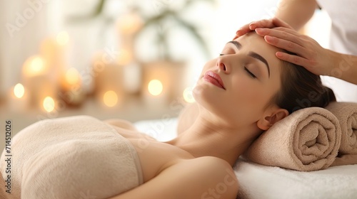 Young beautiful woman enjoying massage in spa salon