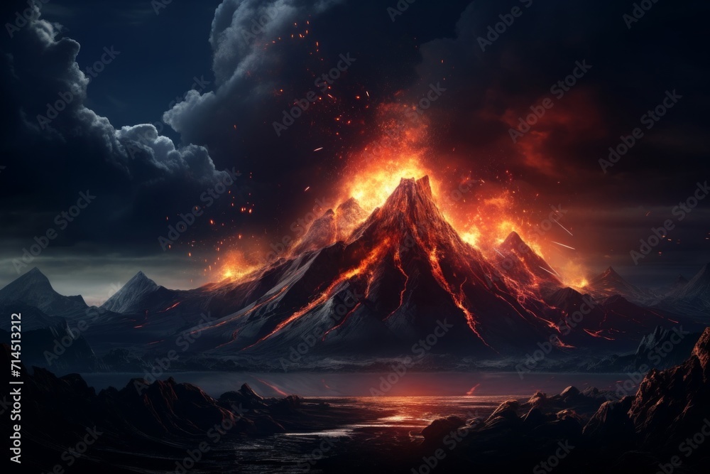 volcano dark background