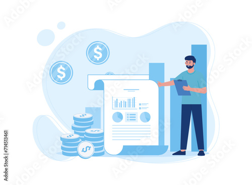 analytics marketing metrics data analysis financial audit concept pie charts diagrams analyzing concept flat illustration