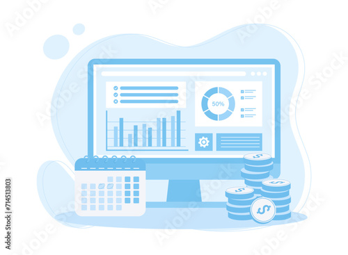 performance management graphical analysis of growth data concept flat illustration
