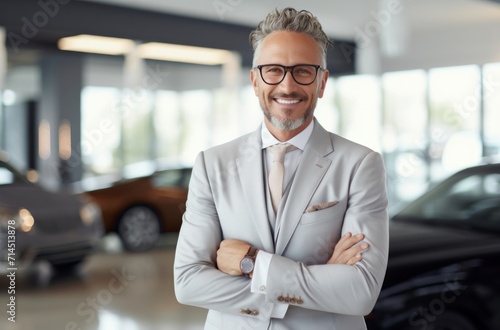 smiling sales businessman in showroom