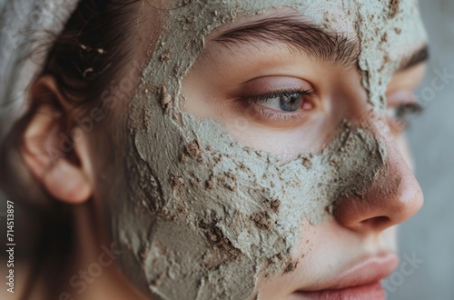 woman putting natural clay mask on