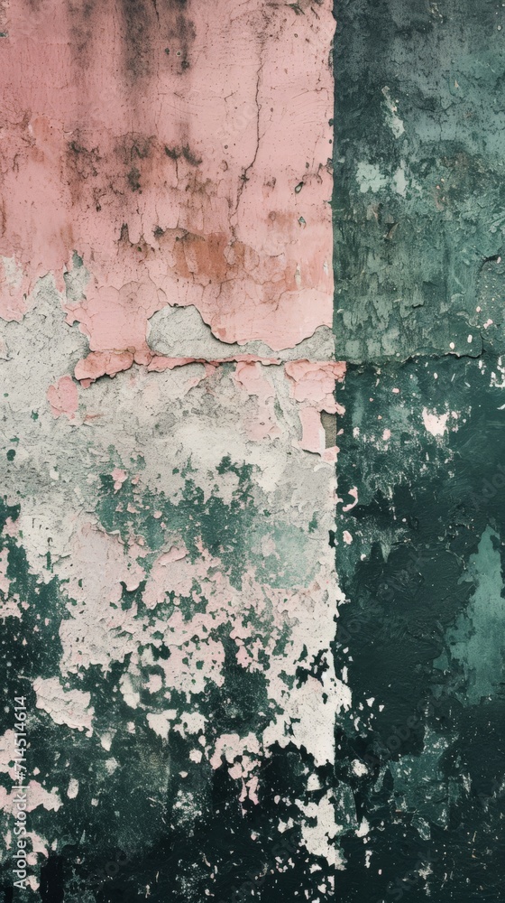 Grunge Background Texture in the Colors Blossom Pink, Pearl White & Dark Green created with Generative AI Technology