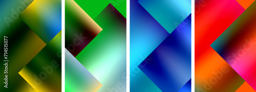 Colorful metal square abstract poster backgrounds