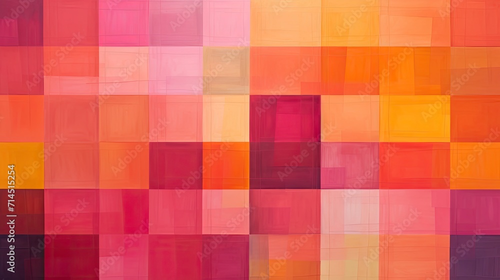 A grid of squares in shades of pink and orange A grid of squares in shades of pink and orange