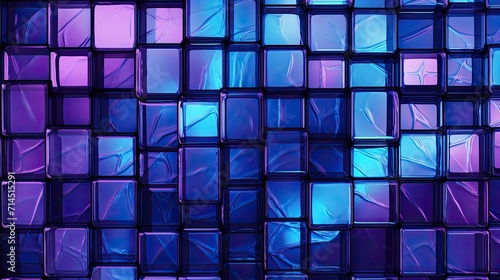 A grid of squares in shades of purple and blue