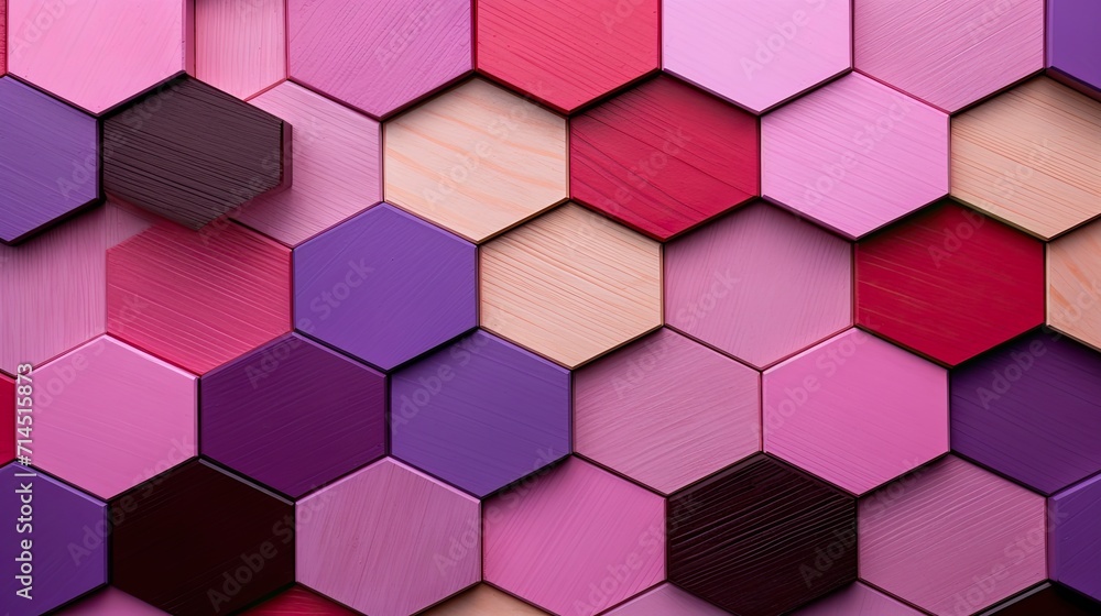 A hexagonal pattern with shades of pink and purple A hexagonal pattern with shades of pink and purple