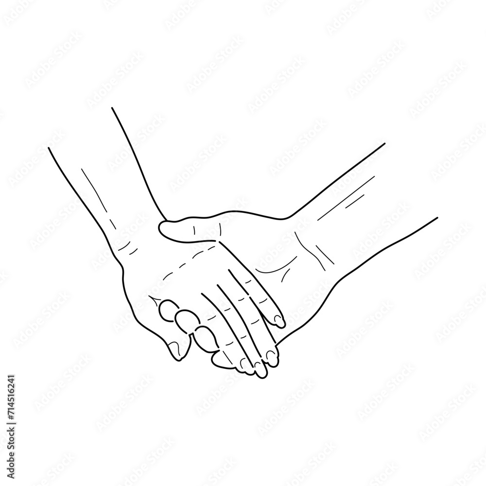 Fototapeta premium People holding hands concept. Vector illustration.