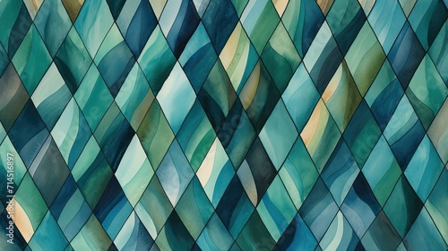 Wallpaper Mural A pattern of diamonds in shades of blue and green Torontodigital.ca