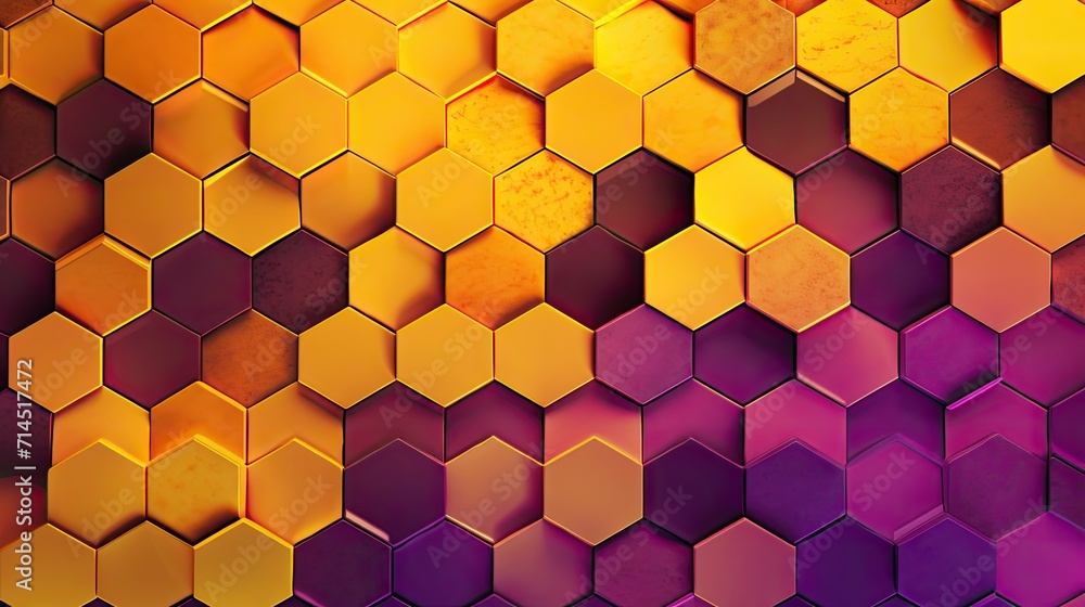 A pattern of hexagons in shades of yellow and purple A pattern of hexagons in shades of yellow and purple