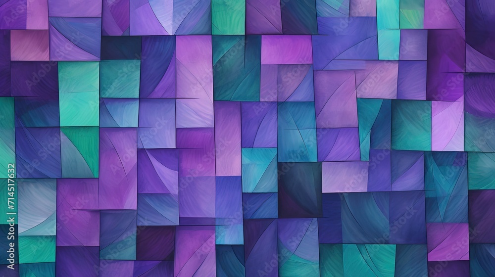 A pattern of squares in shades of purple and green A pattern of squares in shades of purple and green
