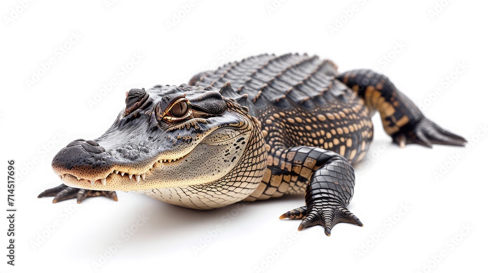 Fototapeta premium alligator on isolated white background.