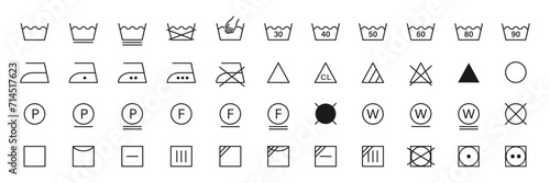 Laundry icons set. Washing symbols. Vector illustration.