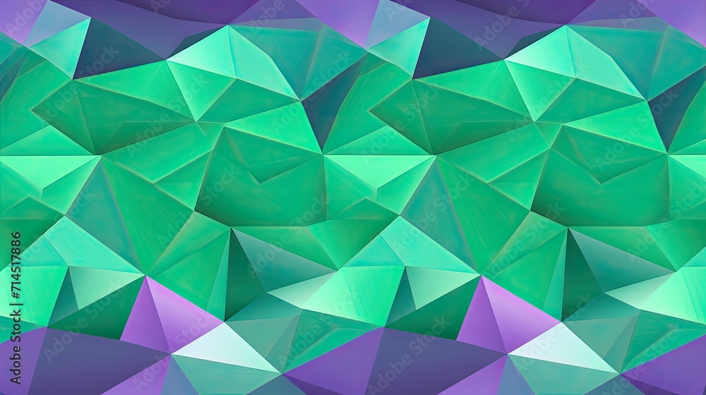 A pattern of triangles in shades of green and purple