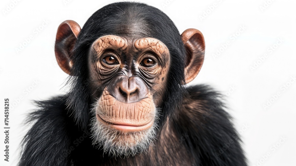 Naklejka premium chimpanzee on isolated white background.