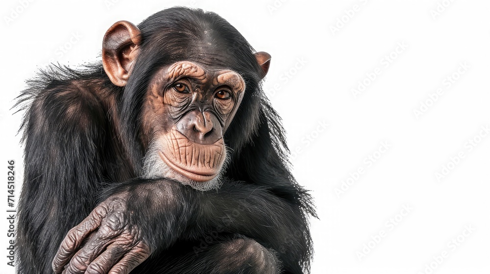 Naklejka premium chimpanzee on isolated white background.