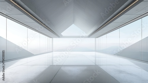 Abstract futuristic glass architecture with empty space