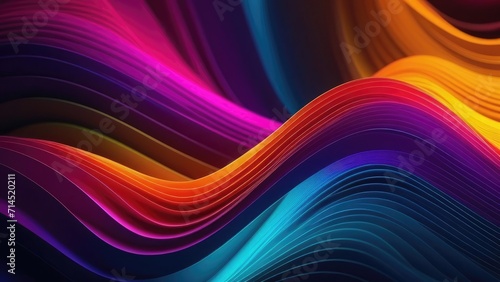 Neon, glowing multi-colored smooth lines background