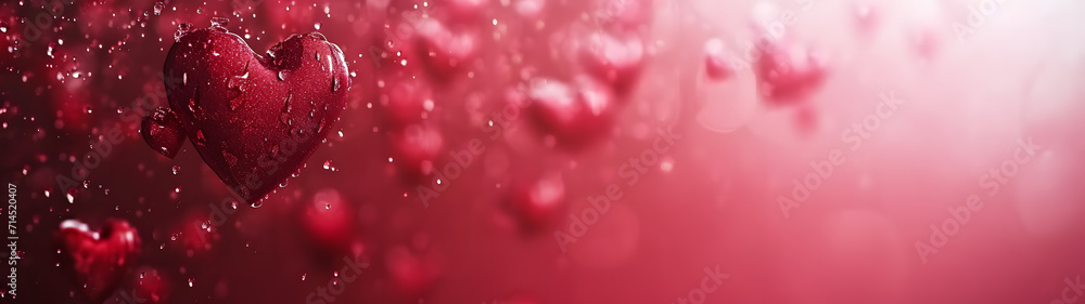 Heart-Shaped Red Hearts Arrangement on Pink Background
