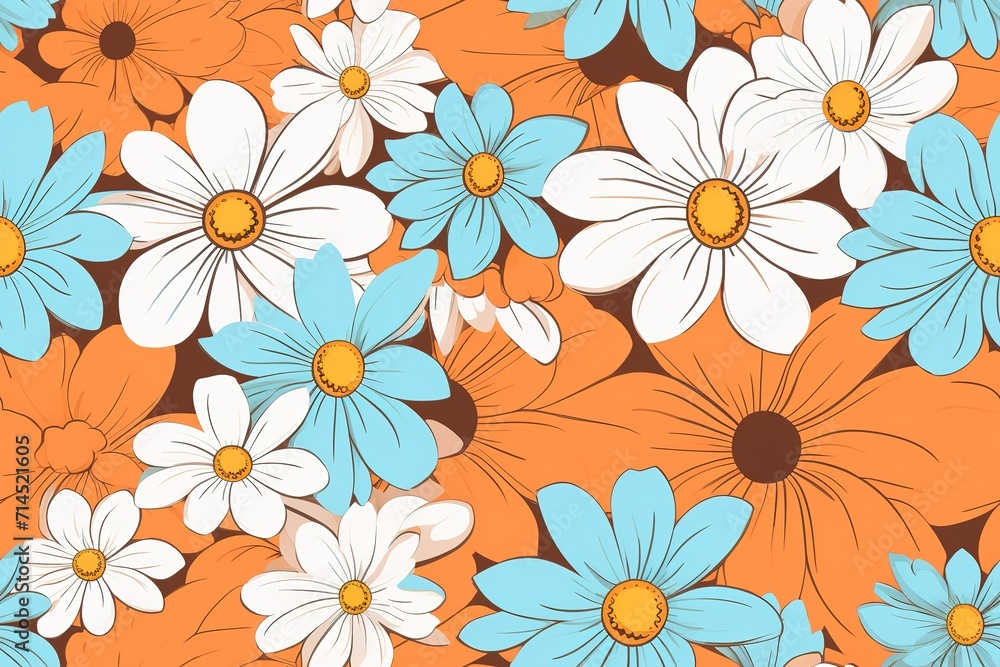 Seamless floral pattern background, bright flowers on a dark blue background for textile, wallpaper, pattern fills, covers, surface, print, gift wrap, scrapbooking, Generative AI Seamless floral pattern background, bright flowers on a dark blue background for textile, wallpaper, pattern fills, covers, surface, print, gift wrap, scrapbooking, Generative AI