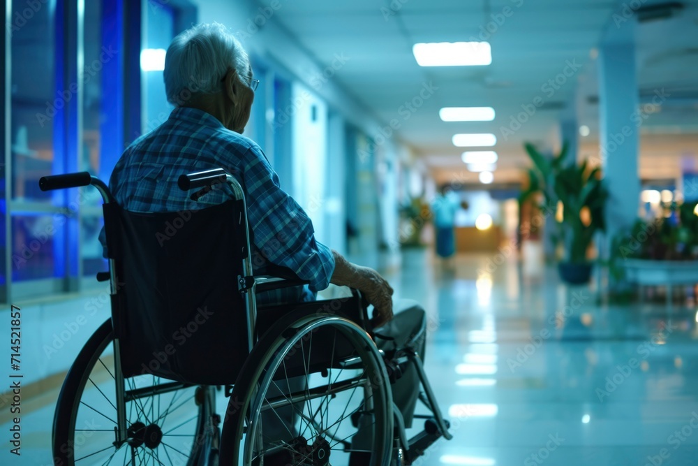 Obraz premium Photo an old man sitting in a wheelchair