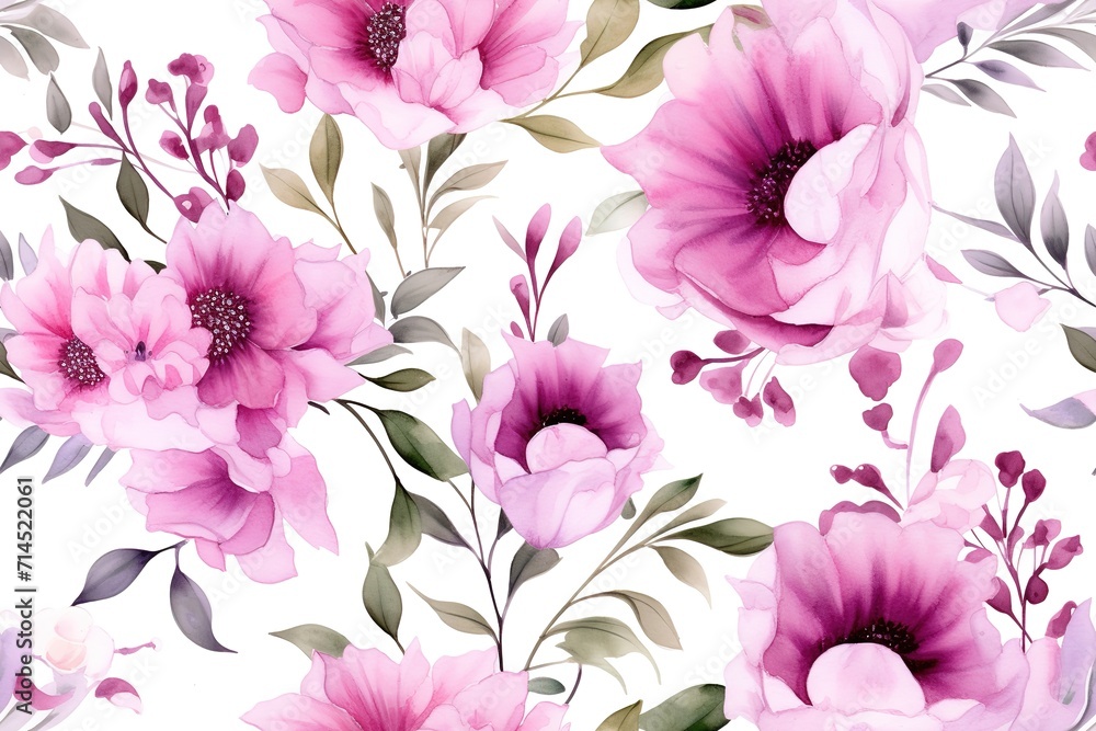 Romantic Watercolor Roses in a Seamless Pattern Design Generative AI Romantic Watercolor Roses in a Seamless Pattern Design Generative AI