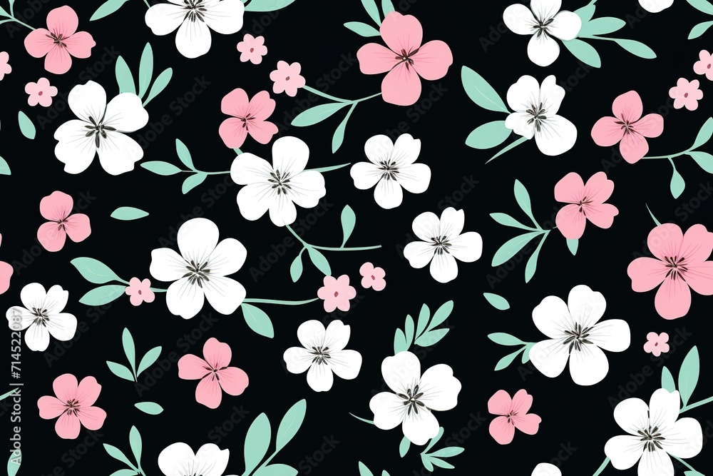 Obraz premium Amazing seamless floral pattern with bright colorful flowers and leaves on a white background. The elegant the template for fashion prints. Modern floral background. Folk style. Generative AI