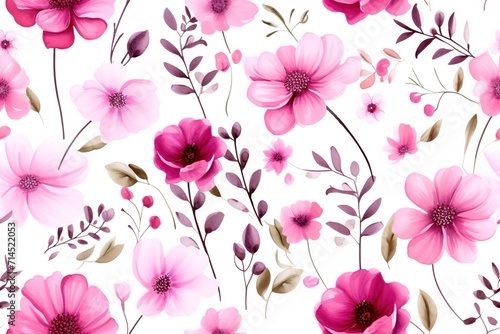 Romantic Watercolor Roses in a Seamless Pattern Design Generative AI