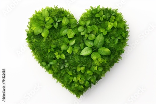 Heart in Green Nature Isolated on White Background